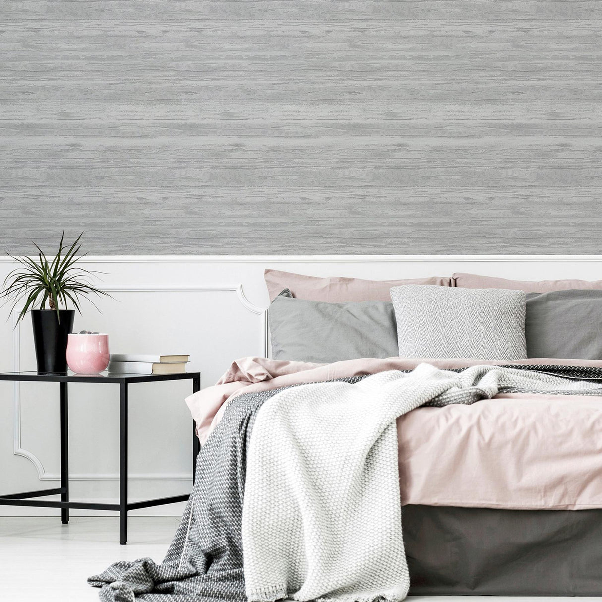York Philomena Silver Striated Wallpaper
