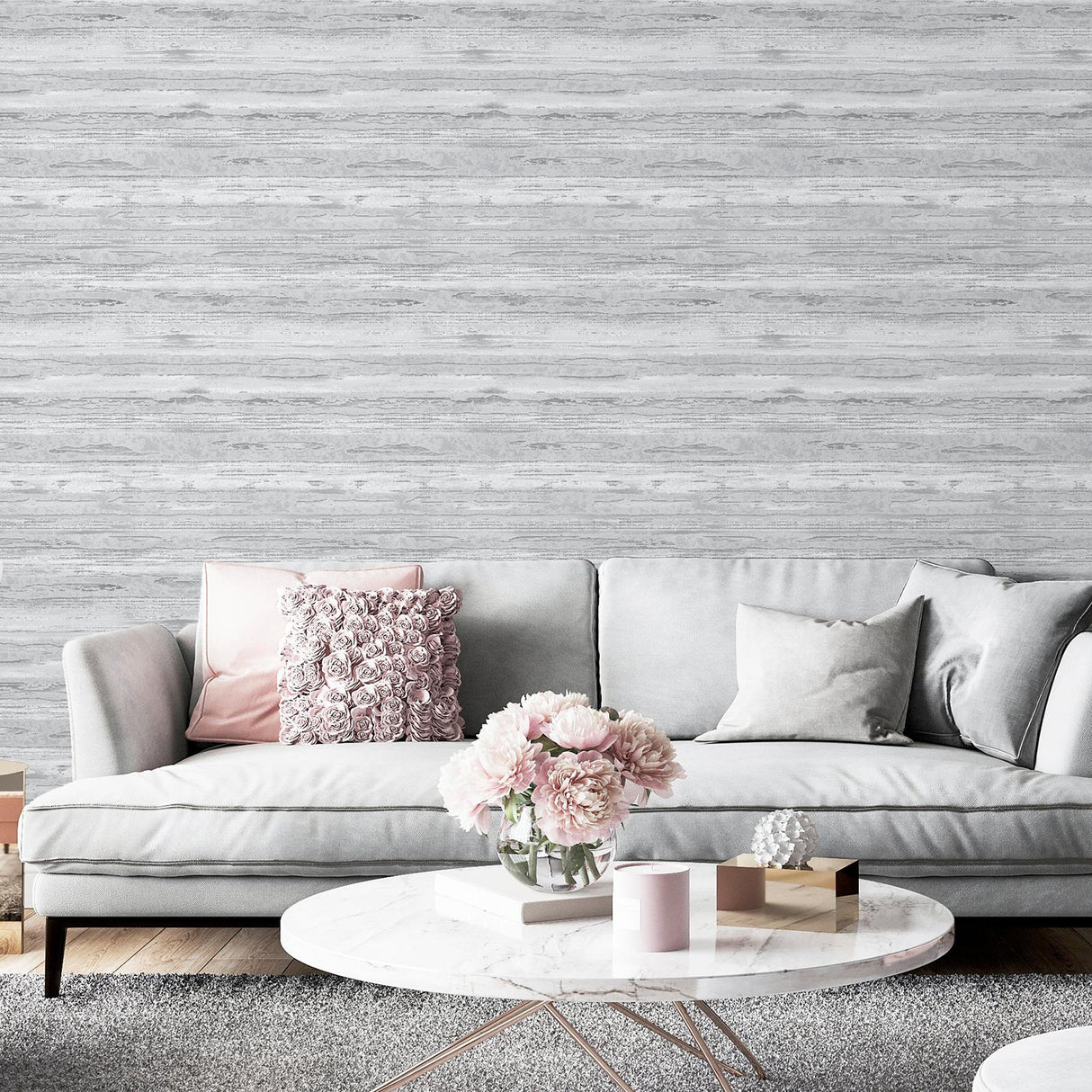 York Philomena Silver Striated Wallpaper