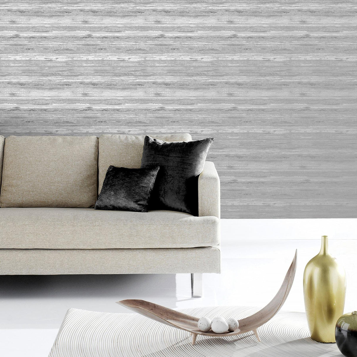 York Philomena Silver Striated Wallpaper