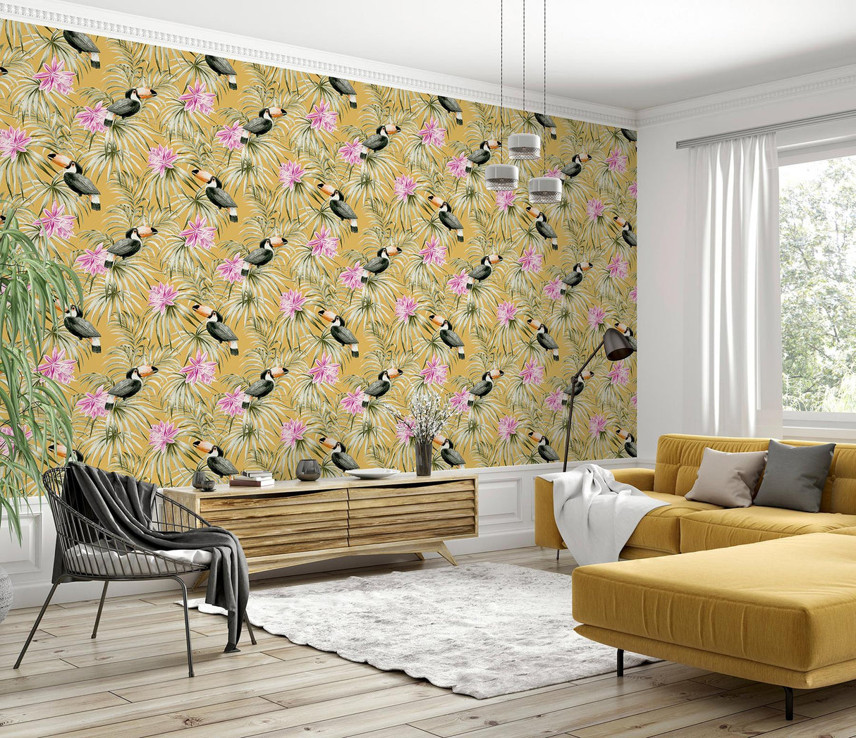 York Emmeline Yellow Toucan Wallpaper