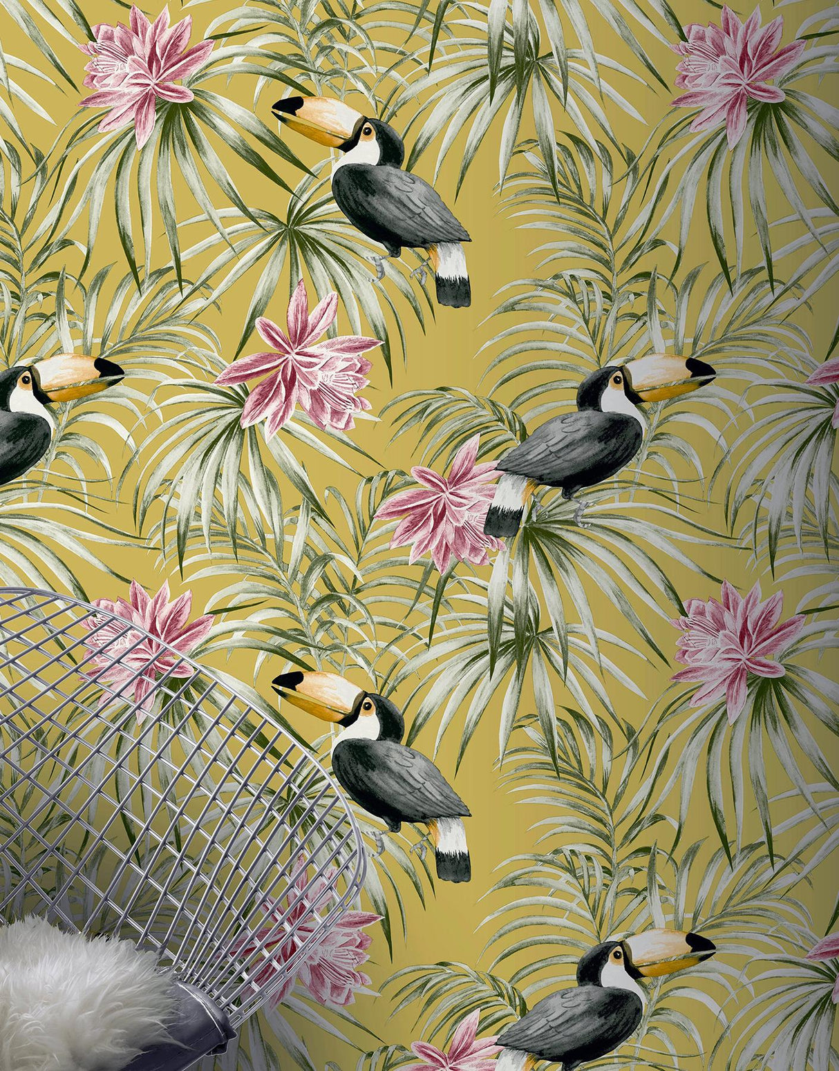 York Emmeline Yellow Toucan Wallpaper