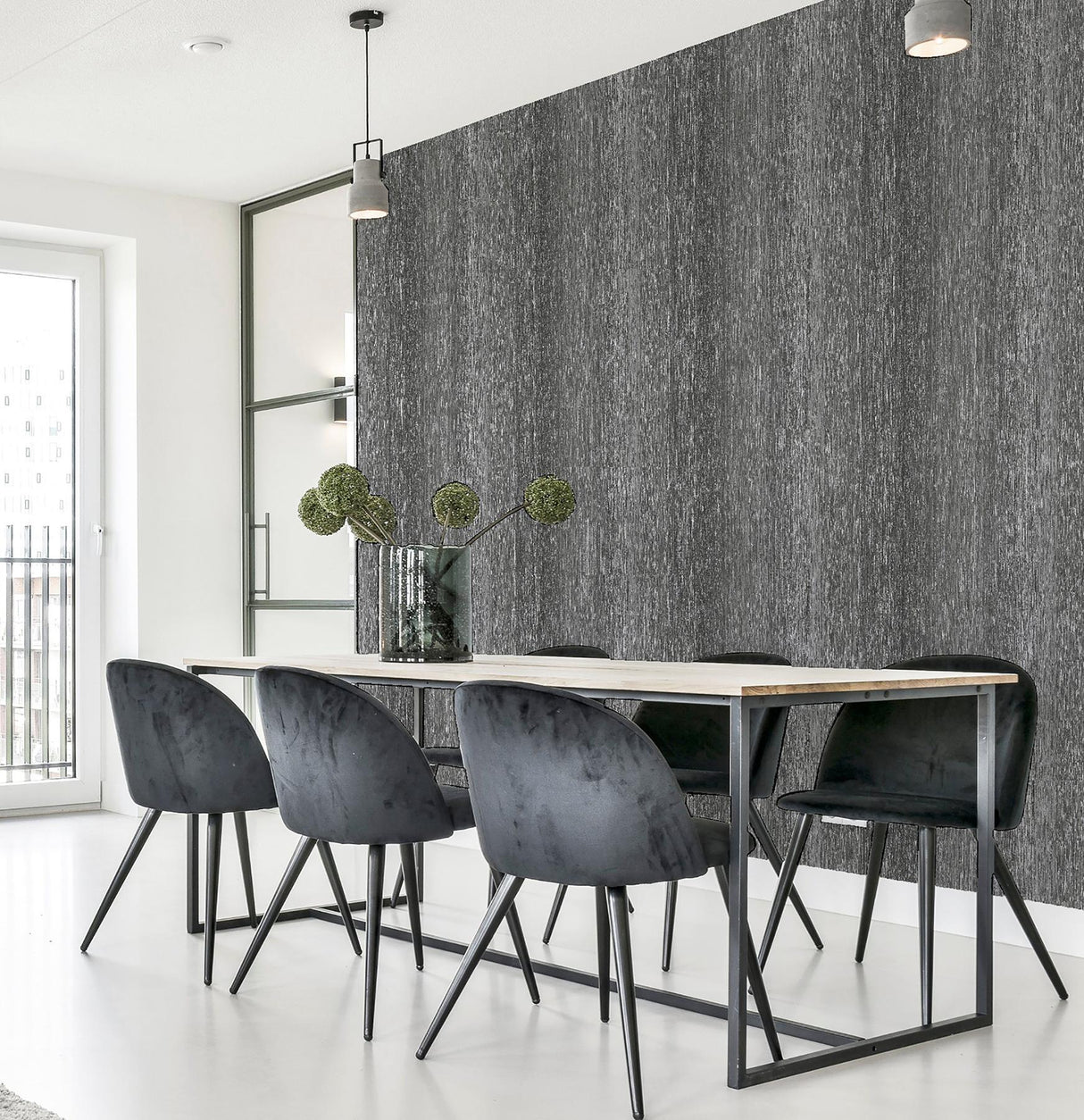 York Ephraim Charcoal Radiance Plain Wallpaper