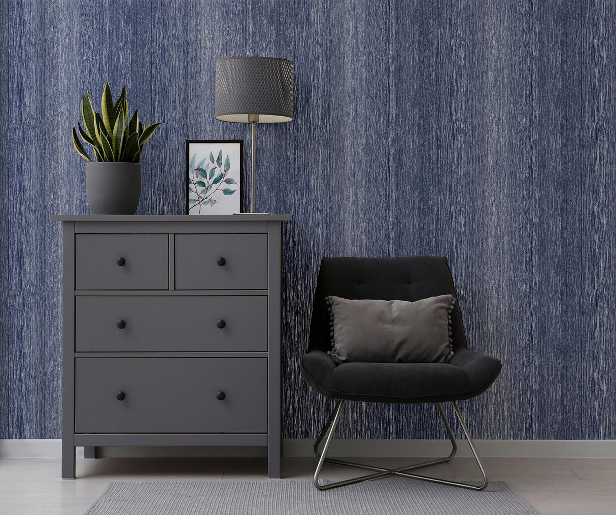 York Ephraim Dark Blue Radiance Plain Wallpaper