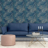 York Gideon Dark Blue Distressed Wallpaper