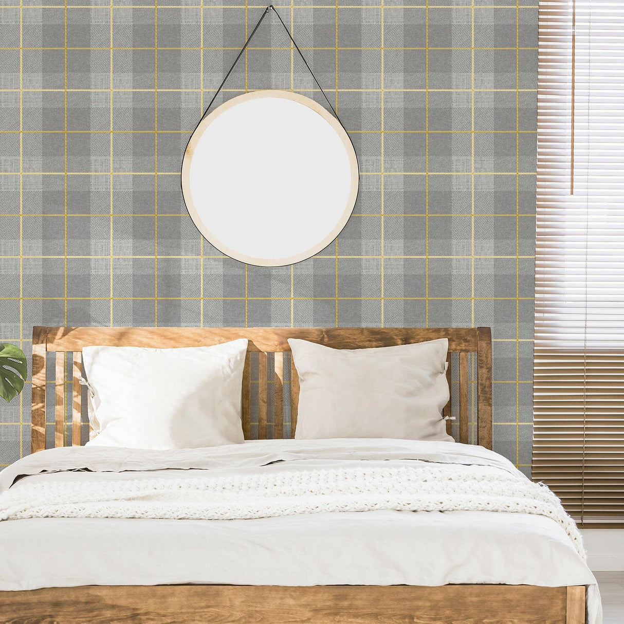 York Hector Grey Plaid Wallpaper
