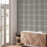 York Hector Grey Plaid Wallpaper