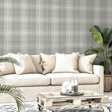 York Hector Grey Plaid Wallpaper