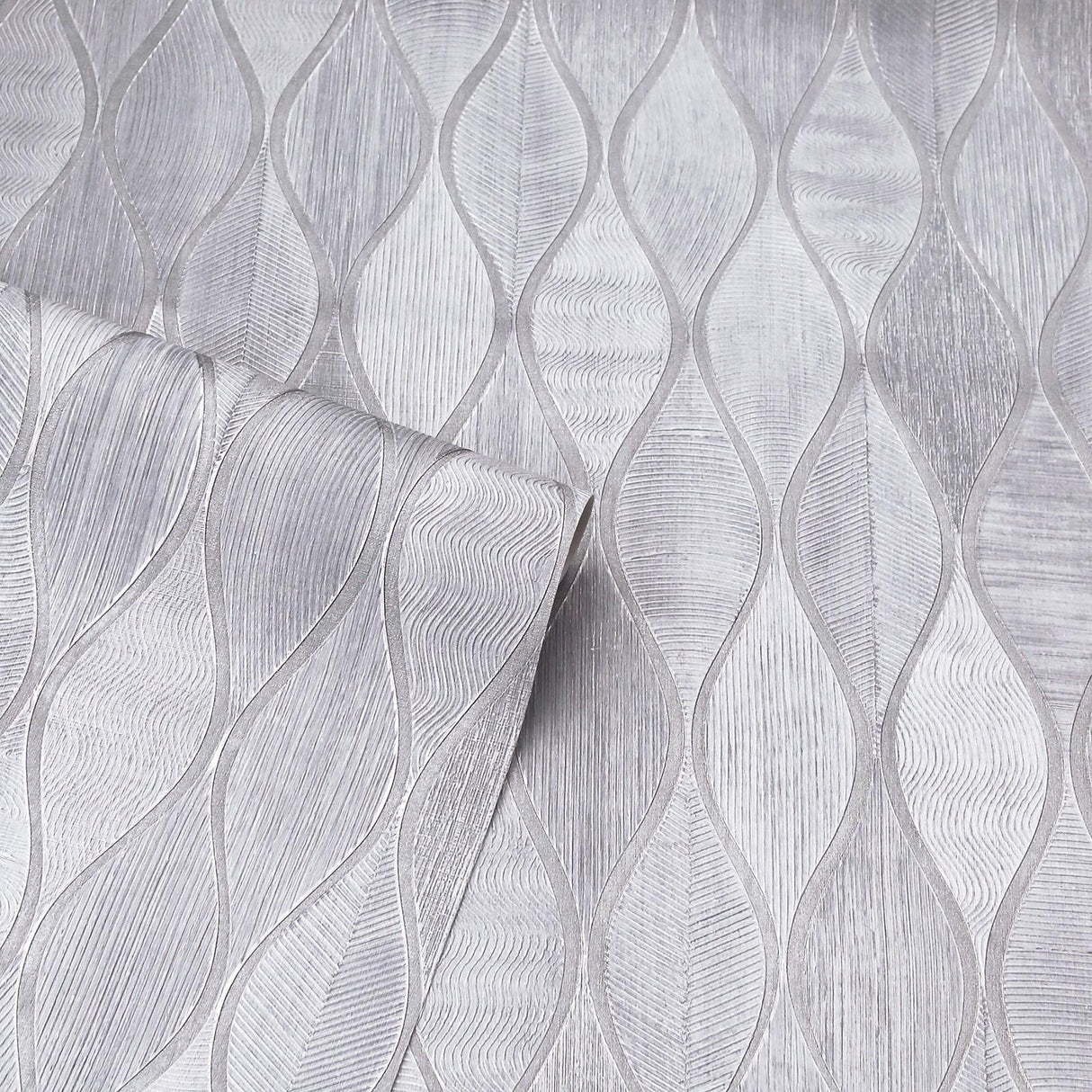 York Mattais Silver Ogee Wallpaper