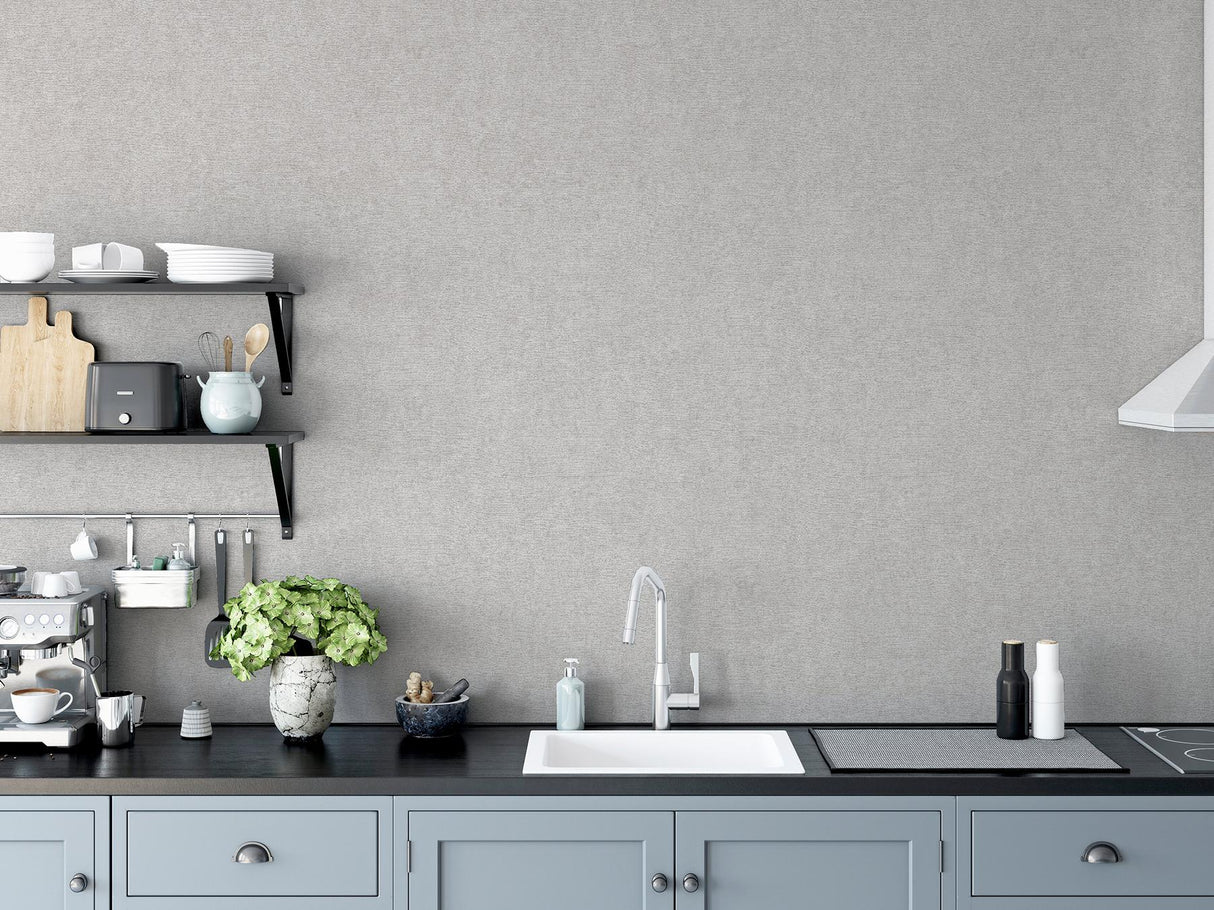 York Monty Grey Faux Fabric Wallpaper