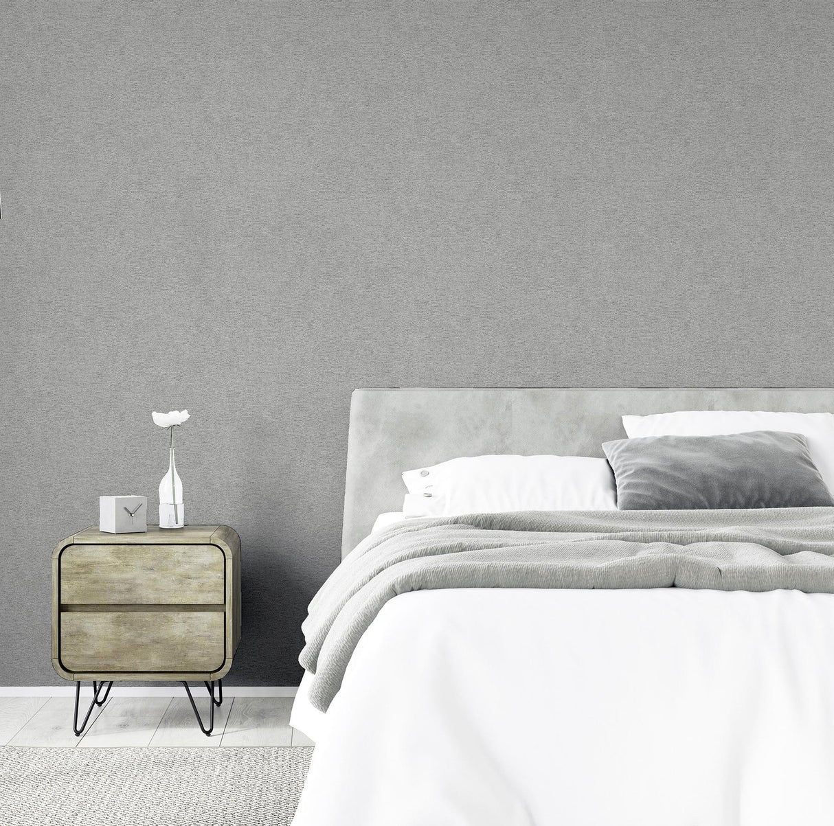 York Monty Grey Faux Fabric Wallpaper