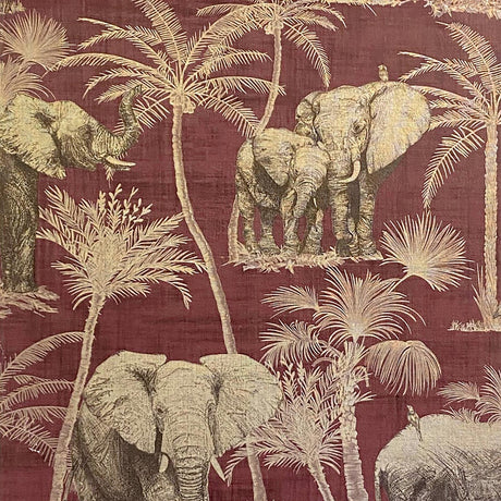 York Adelia Maroon Elephant Grove Wallpaper