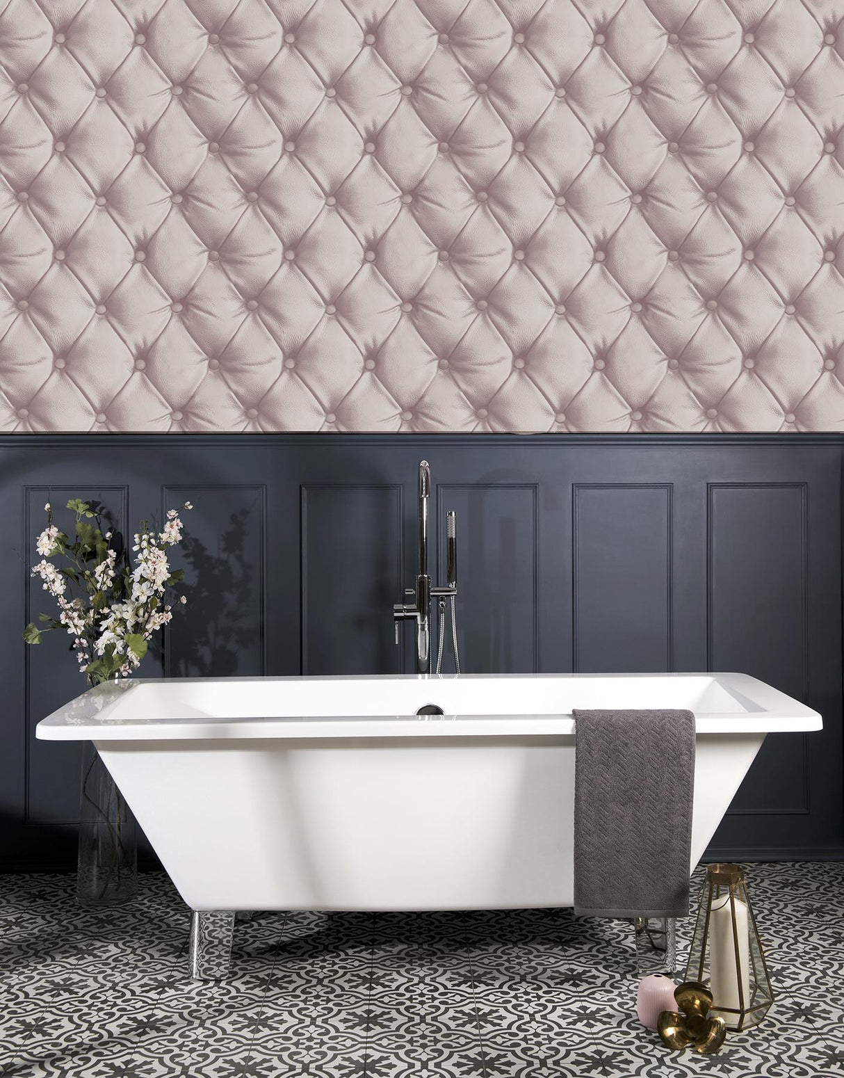 York Ella Blush Tufted Wallpaper