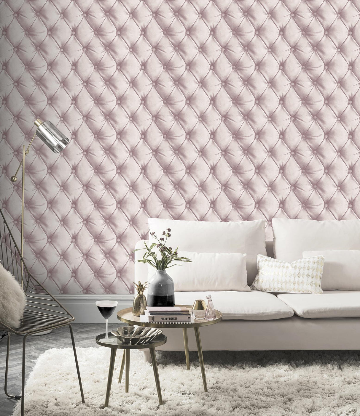 York Ella Blush Tufted Wallpaper