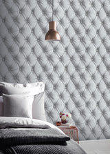 York Ella Silver Tufted Wallpaper