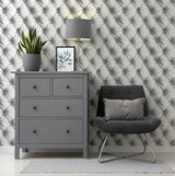 York Ella Silver Tufted Wallpaper