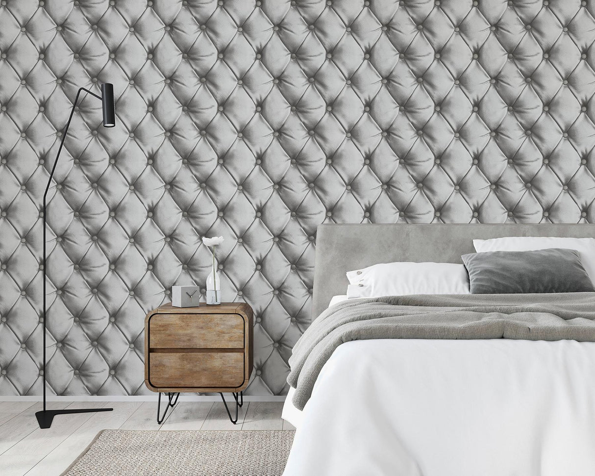 York Ella Silver Tufted Wallpaper