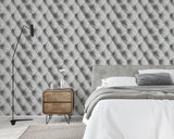 York Ella Silver Tufted Wallpaper