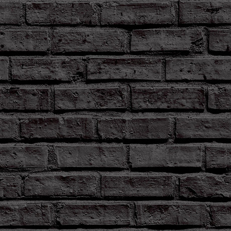 York Abner Black Brick Wallpaper