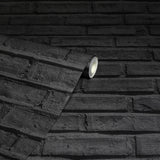 York Abner Black Brick Wallpaper
