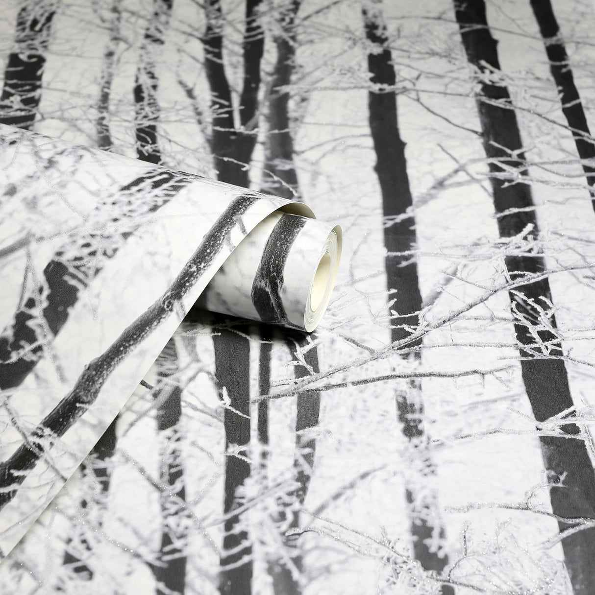 York Frosted Silver Winter Grove Wallpaper