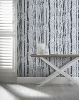 York Frosted Silver Winter Grove Wallpaper