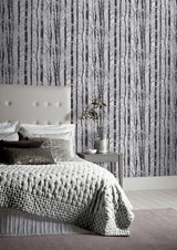 York Frosted Silver Winter Grove Wallpaper