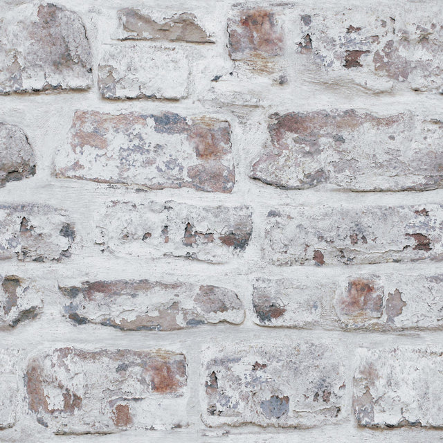 York Domenic White Whitewashed Brick Wallpaper