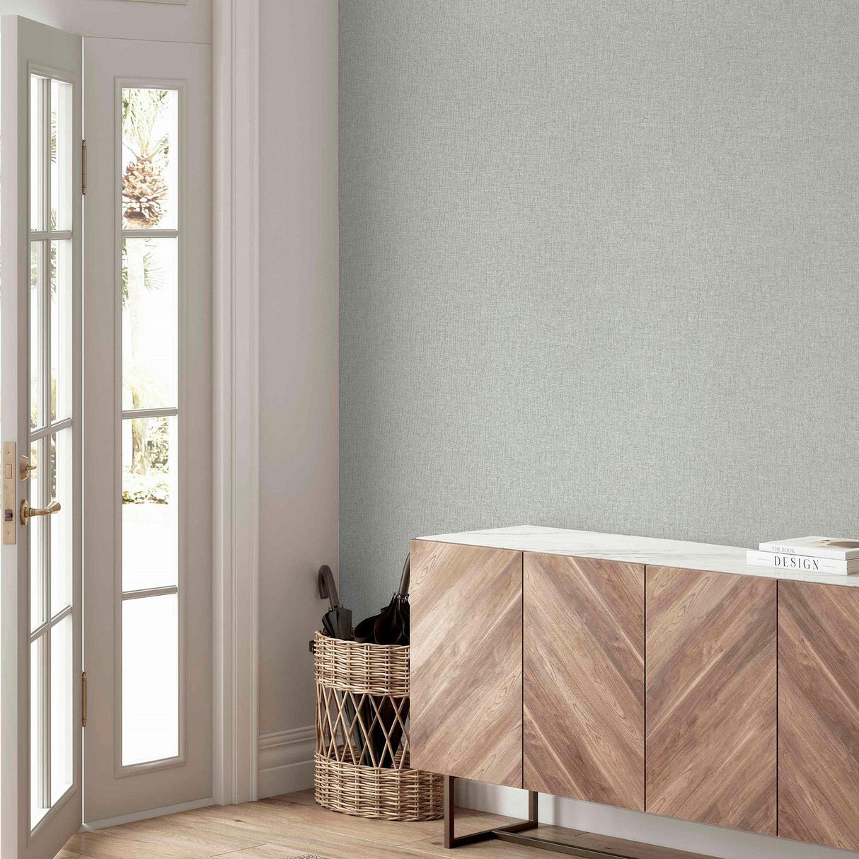 York Maisie Light Grey Linen Wallpaper