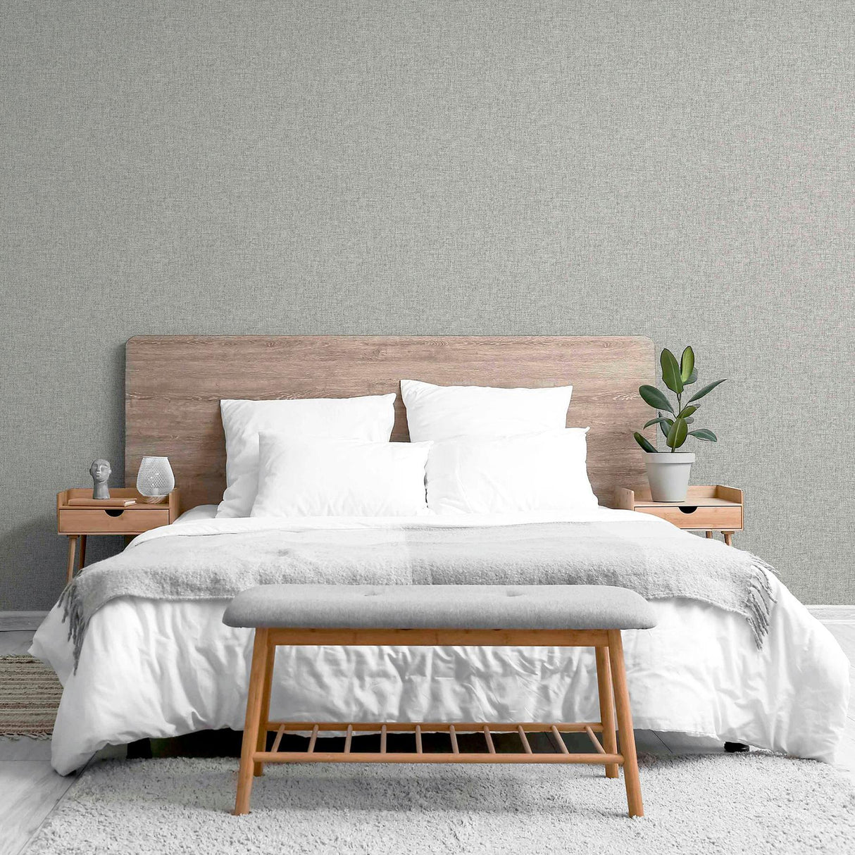 York Maisie Light Grey Linen Wallpaper