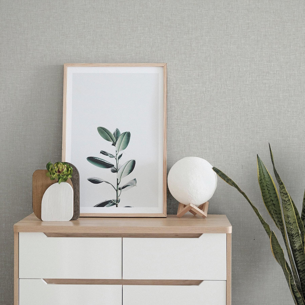 York Maisie Light Grey Linen Wallpaper