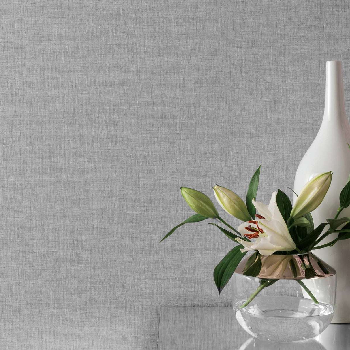 York Maisie Grey Linen Wallpaper