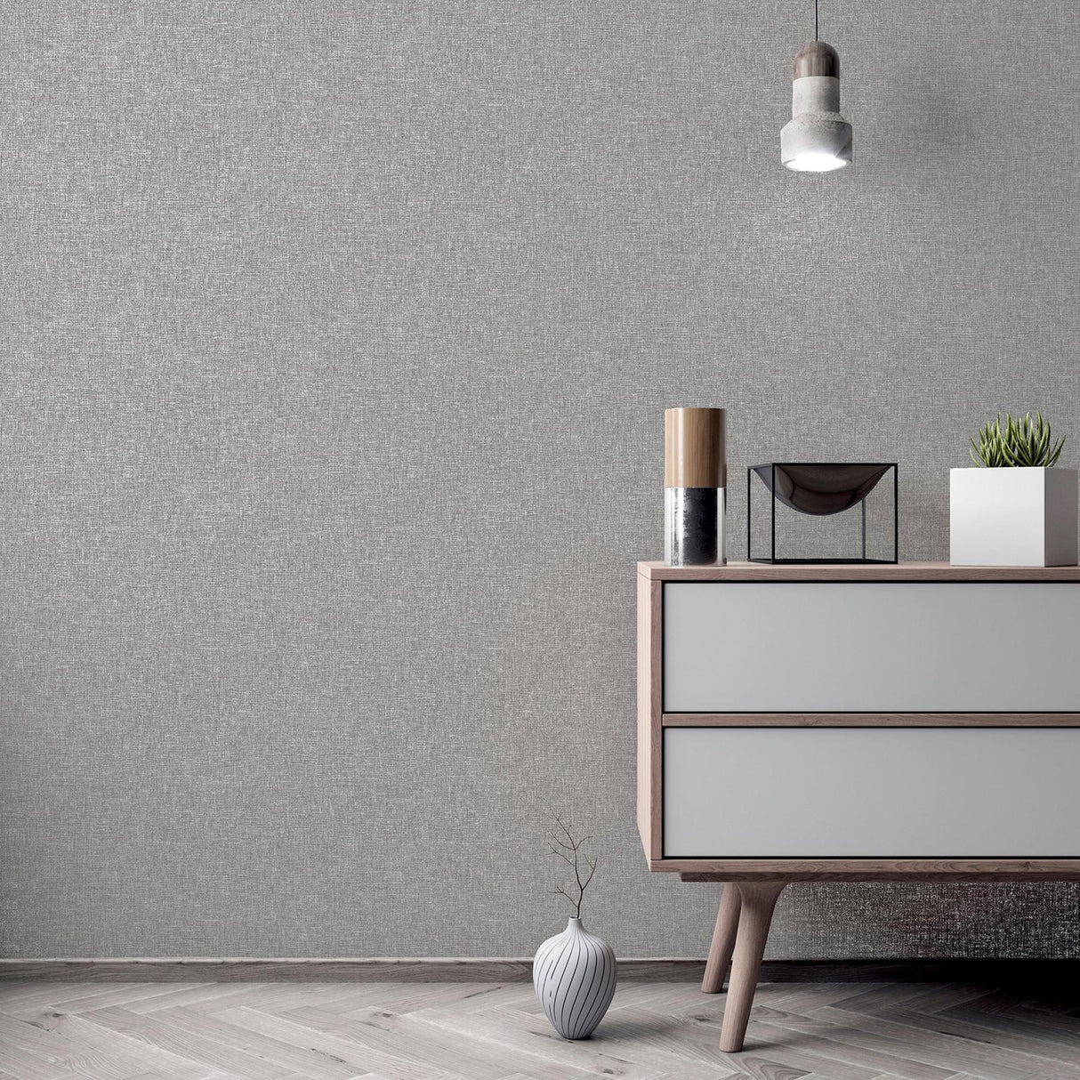 York Maisie Grey Linen Wallpaper