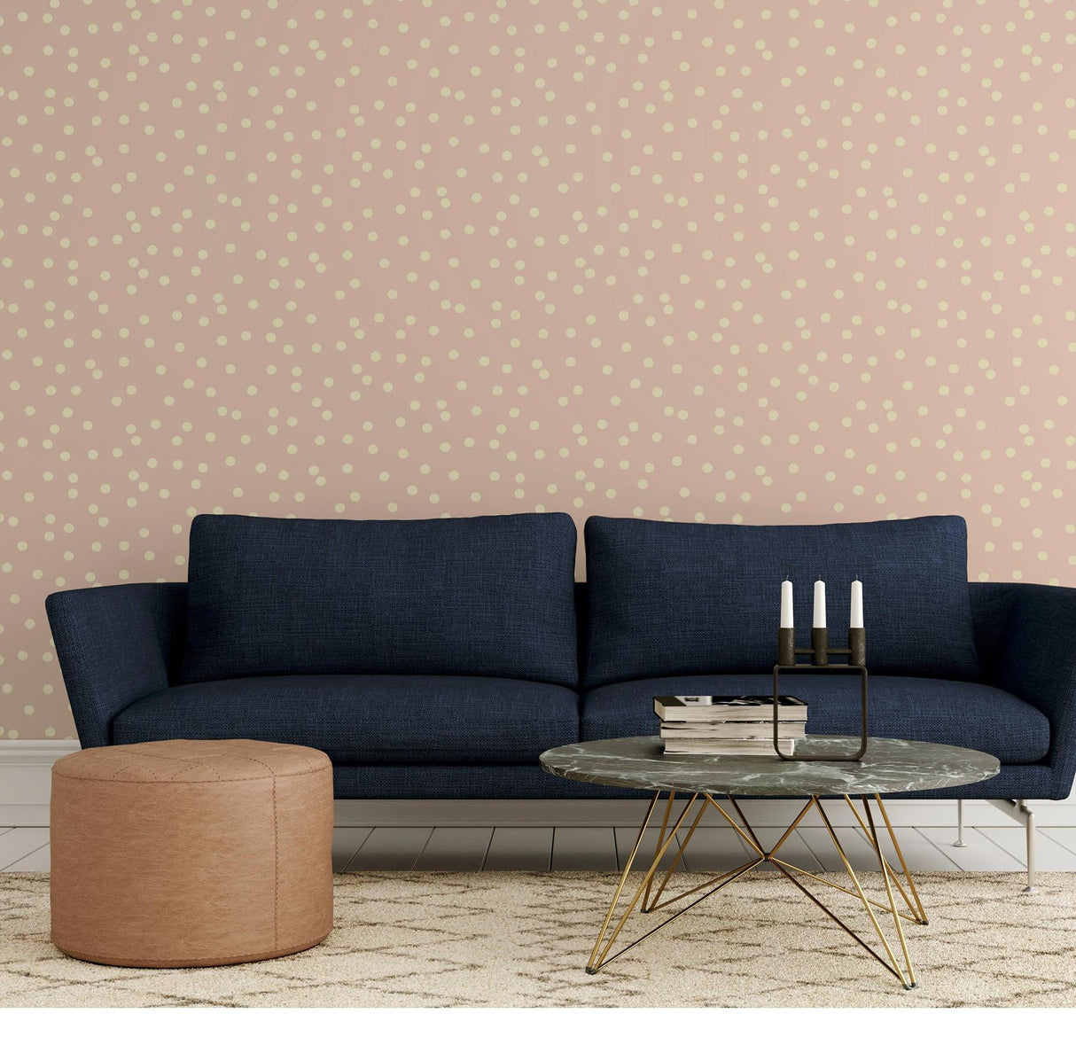 York Priscella Blush Polka Dot Wallpaper