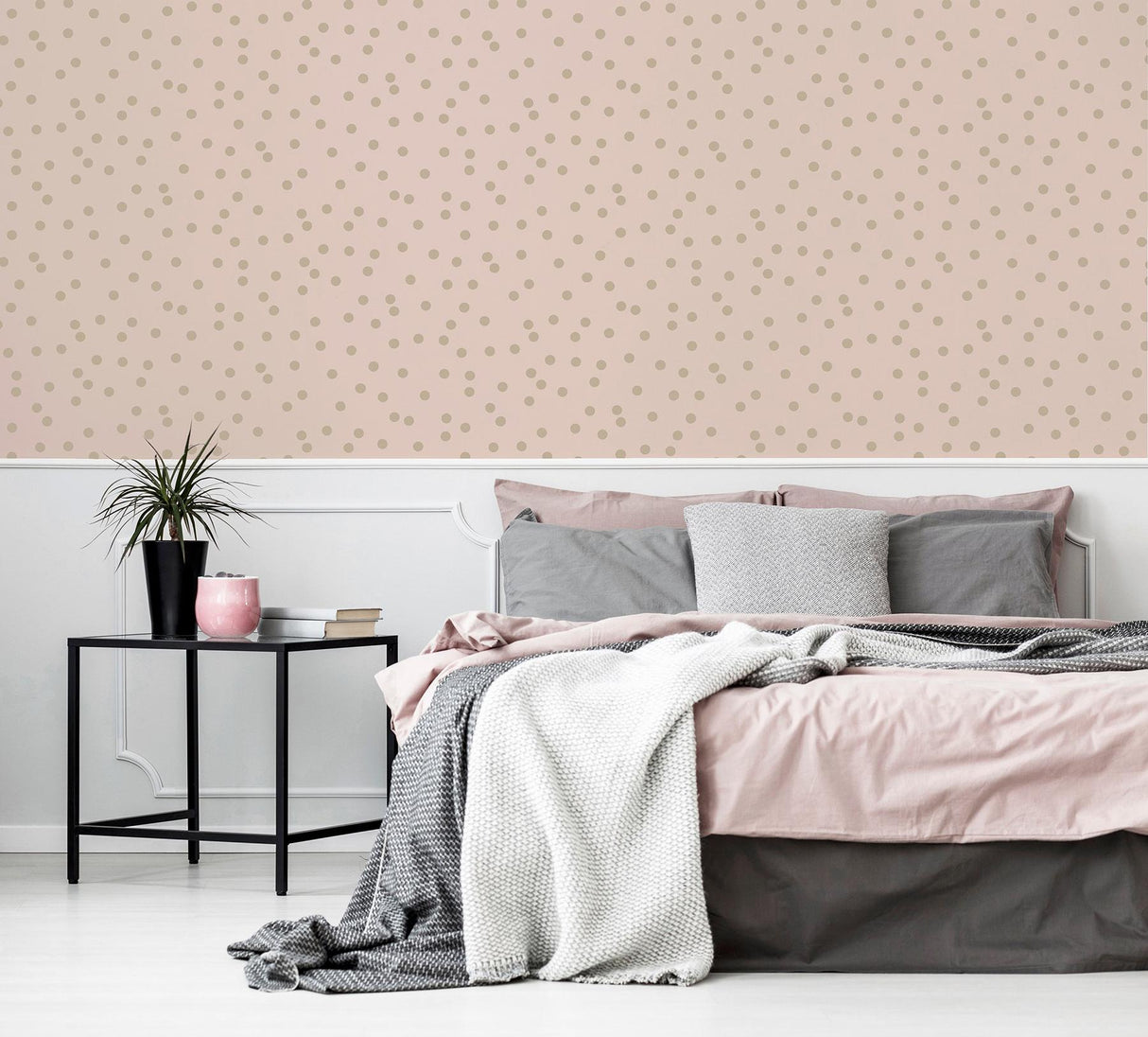 York Priscella Blush Polka Dot Wallpaper