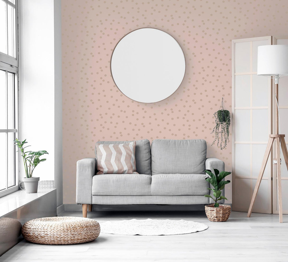 York Priscella Blush Polka Dot Wallpaper
