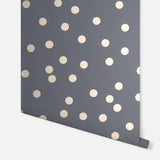 York Priscella Charcoal Polka Dot Wallpaper