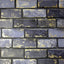 York Myron Charcoal Metallic Brick Wallpaper