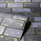 York Myron Charcoal Metallic Brick Wallpaper