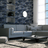 York Myron Charcoal Metallic Brick Wallpaper