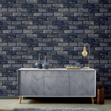 York Myron Charcoal Metallic Brick Wallpaper