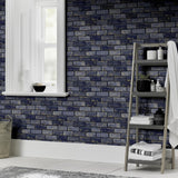 York Myron Charcoal Metallic Brick Wallpaper
