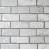 York Myron Dove Metallic Brick Wallpaper