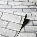York Myron Dove Metallic Brick Wallpaper