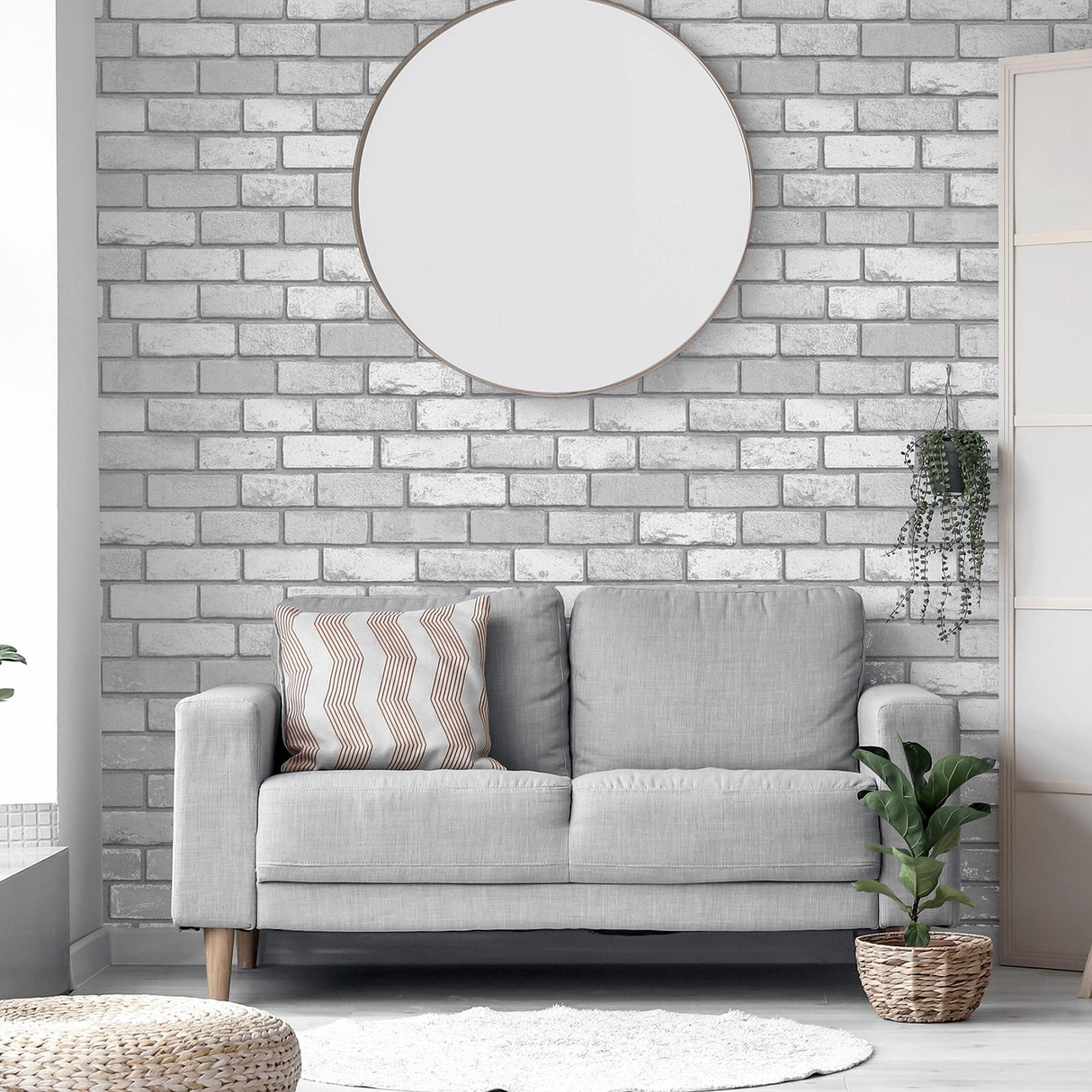 York Myron Dove Metallic Brick Wallpaper
