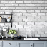 York Myron Dove Metallic Brick Wallpaper