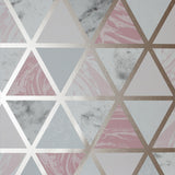 York Marcy Pink Triangle Grid Wallpaper