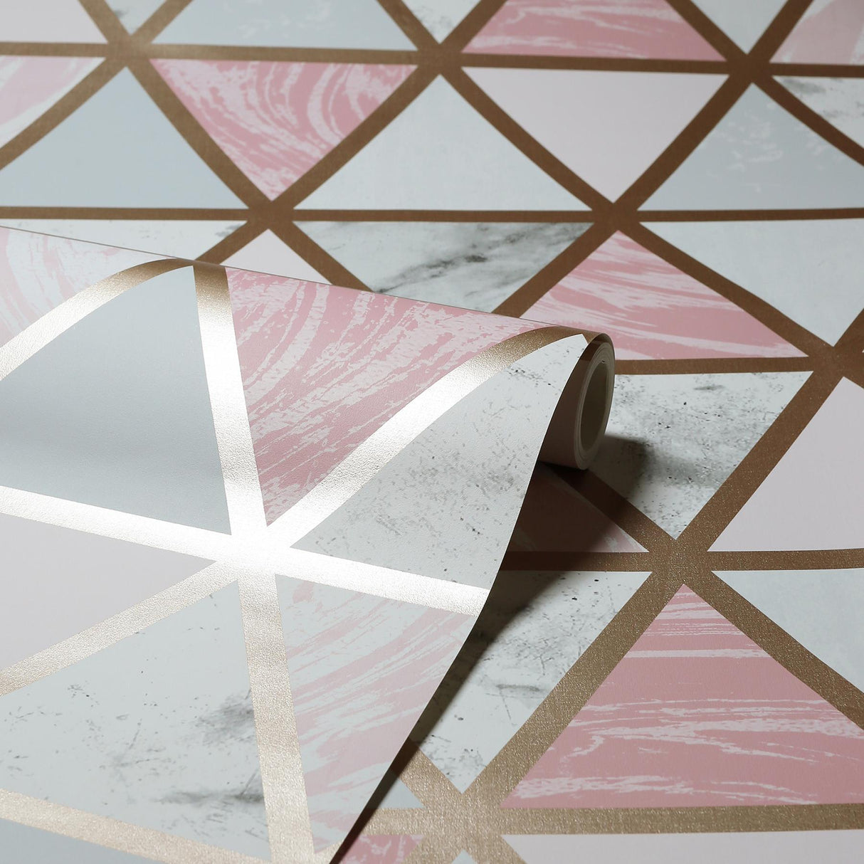 York Marcy Pink Triangle Grid Wallpaper