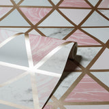 York Marcy Pink Triangle Grid Wallpaper