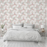 York Marcy Pink Triangle Grid Wallpaper