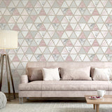 York Marcy Pink Triangle Grid Wallpaper